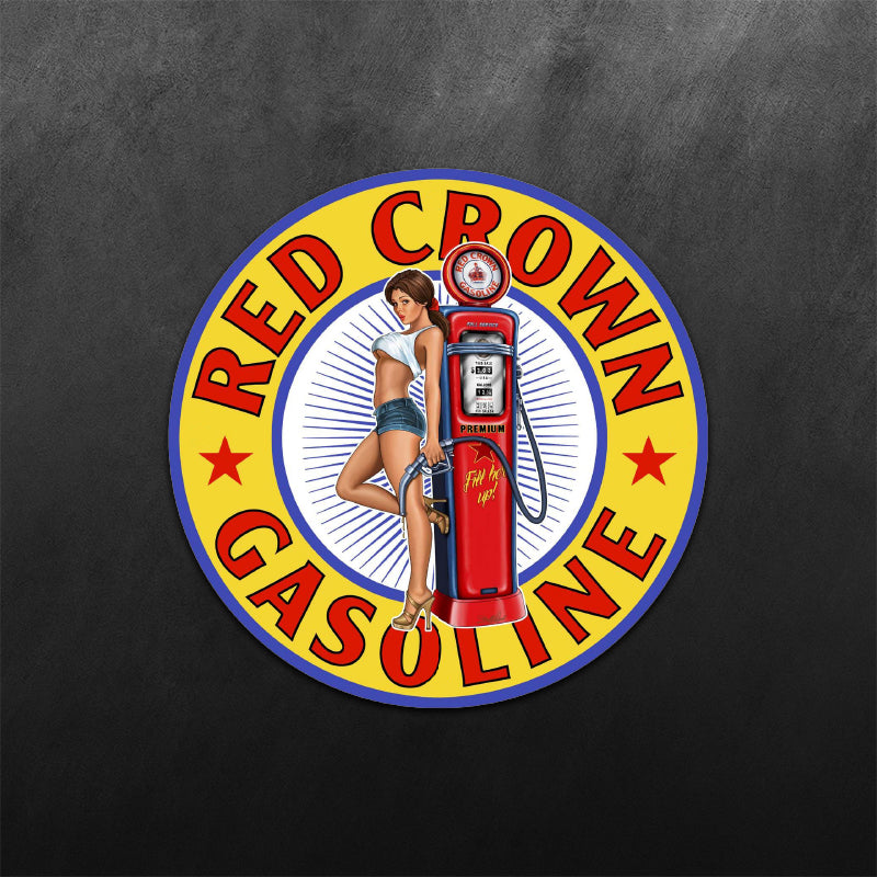 Red Crown Gasoline PinUp Girl Sticker