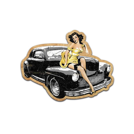 Vintage Buick Pin Up Girl Sticker