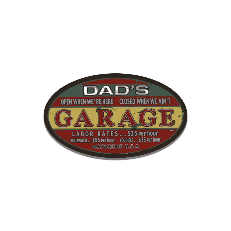 Distress Style Dads Garage Sticker