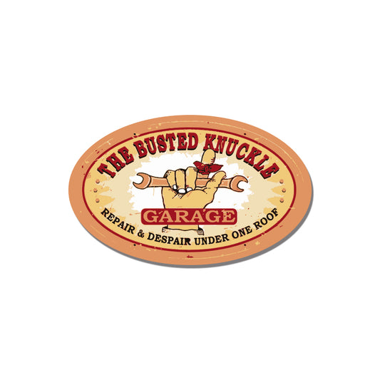 Vintage Style Injured Knuckle Garage Sticker