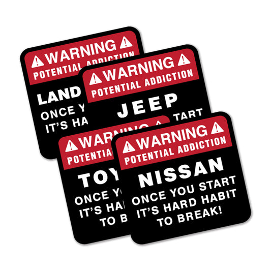 Warning Potential Addiction Sticker - Available in many options