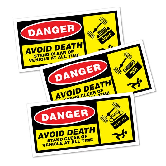 Danger Avoid Death 4WD Decals Stickers - Available in many options