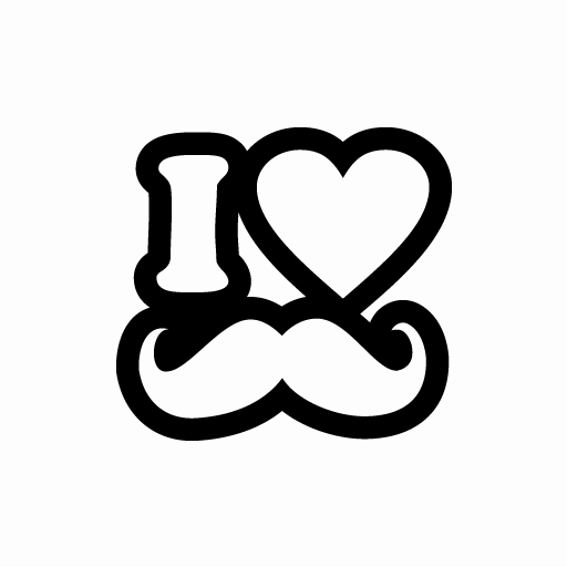 JDM Hearts I Love Mustache Sticker-0